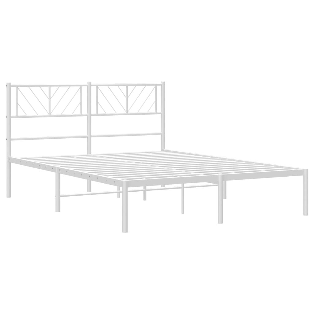 vidaXL Rúmgrind úr Málmi með Höfuðgafli Hvítur 135x190 cm