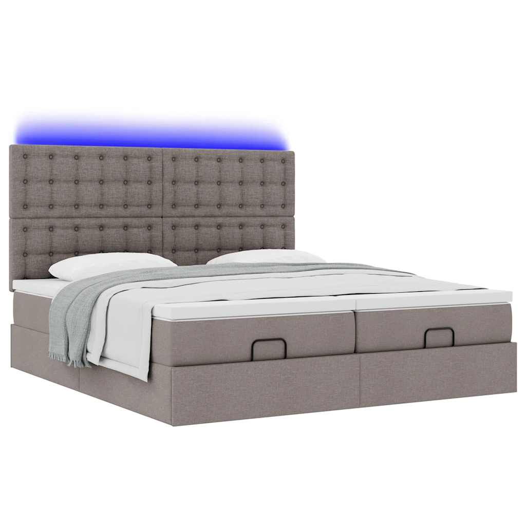 vidaXL Ottoman rúmgrind með dýnum Taupe 200x200cm Efni