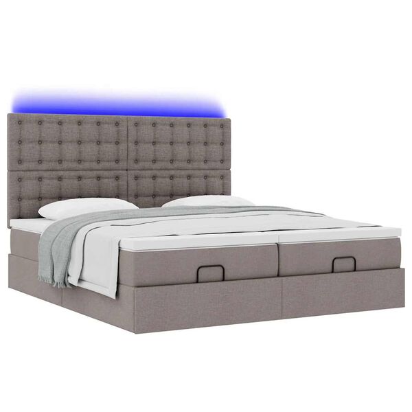 vidaXL Ottoman rúmgrind með dýnum Taupe 200x200cm Efni