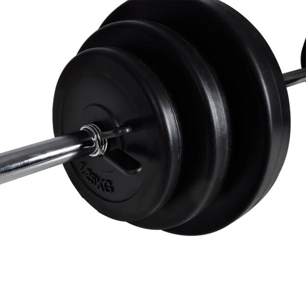 vidaXL Æfingabekkur með þyngdargrind, útigrill og lóðasett 30,5 kg