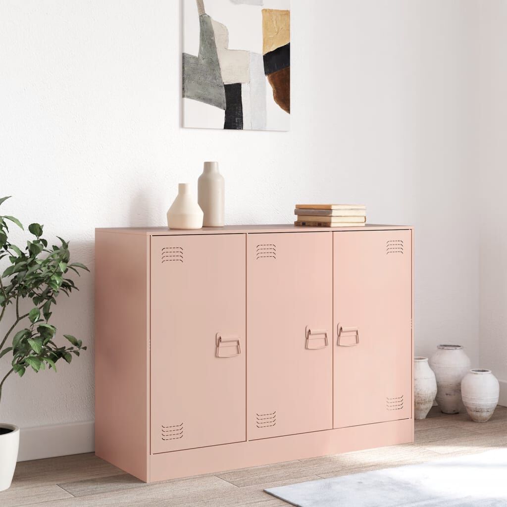 vidaXL Skenkur Bleikur 99x39x73 cm Stál