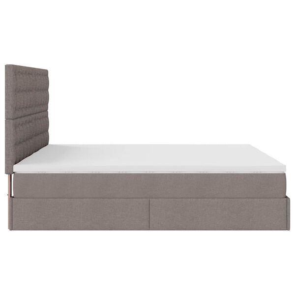 vidaXL Ottoman rúmgrind með dýnum Taupe 200x200cm Efni
