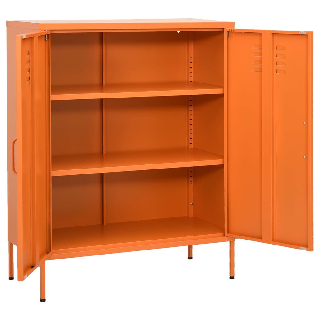 vidaXL Geymsluskápur Appelsínugul 80x35x101,5 cm Stál