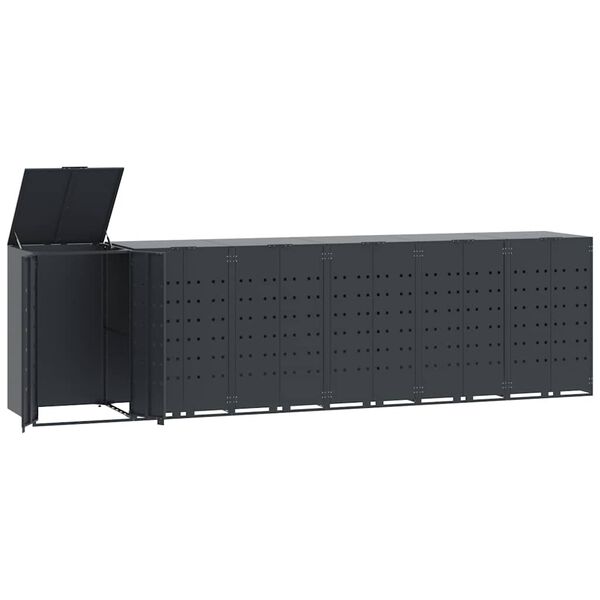 vidaXL Sorptunnugeymsla fyrir 6 tunnur 414x79x117 cm Reykgrátt Stál