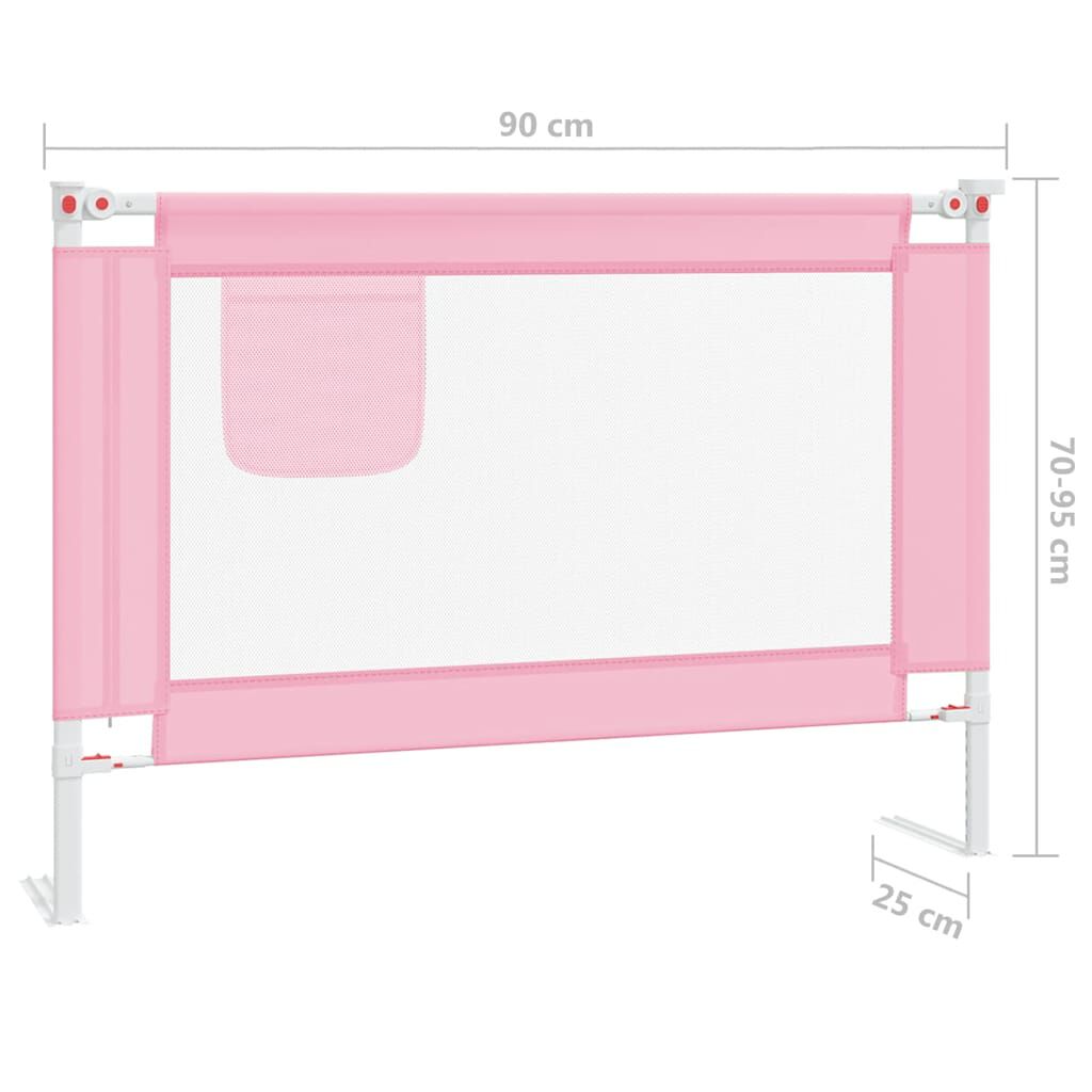 vidaXL Öryggisgrind í Barnarúm Bleikt 90x25 cm Tauefni