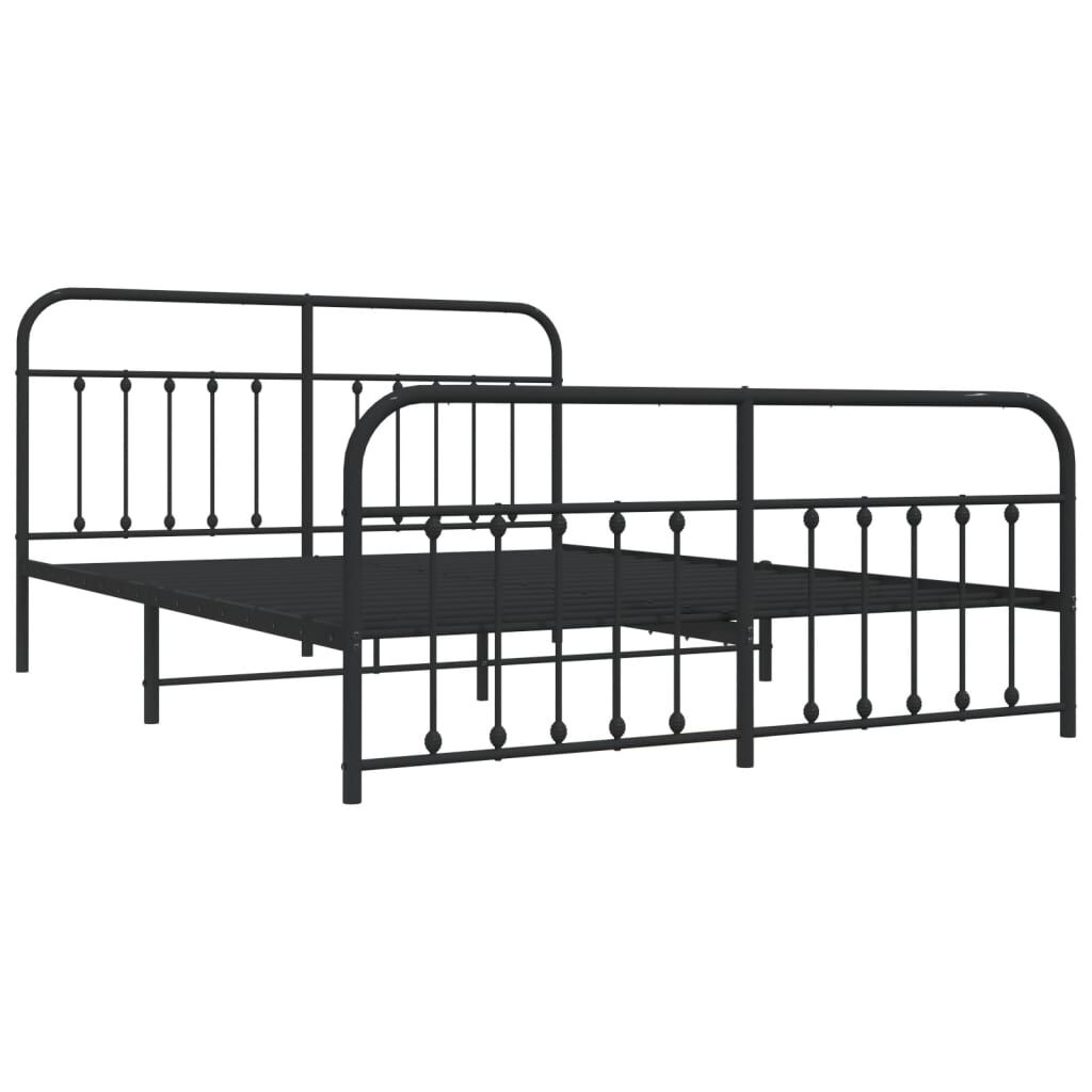vidaXL Rúmgrind úr Málmi án Dýnu með Fótagafli Svört 180x200 cm