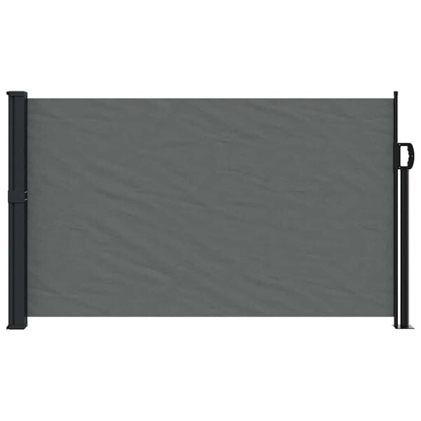 vidaXL Útdraganlegur Hliðarskjólveggur Reykgrár 117x300 cm