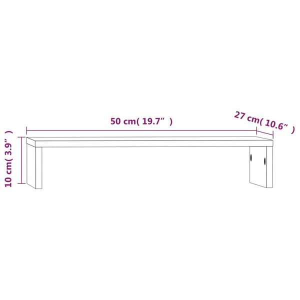 vidaXL Skjástandur Hvítur 50x27x10 cm Gegnheil Fura