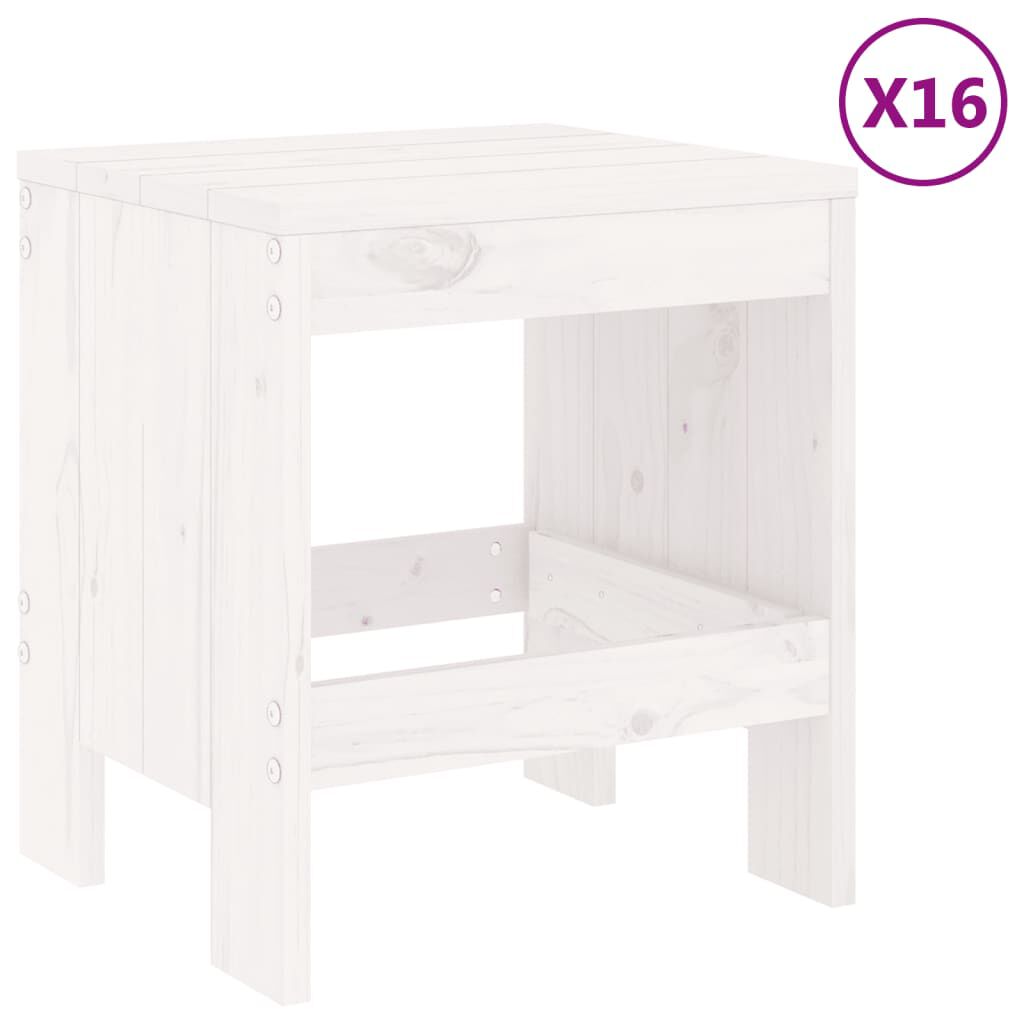 vidaXL 17 Parta Garðborðstofusett Hvítt Gegnheil Fura
