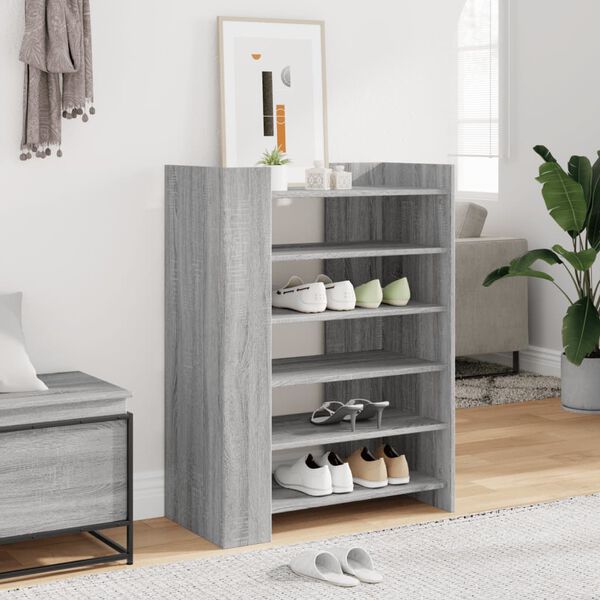 vidaXL Skóskápur Grár Sonoma 74,5x37,5x100 cm Samsettur Viður
