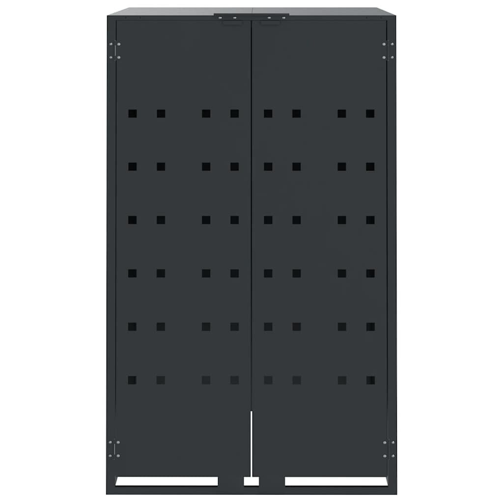vidaXL Sorptunnugeymsla fyrir 3 tunnur 207x79x117 cm Reykgrátt Stál