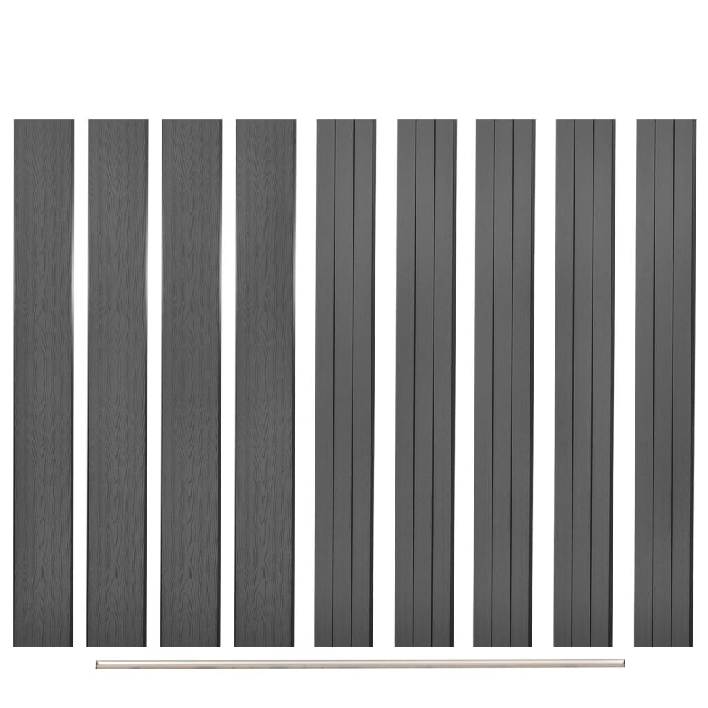 vidaXL Aukaplankar fyrir Girðingu 9 stk. WPC 170 cm Gráir