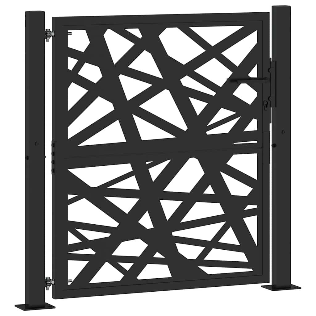 vidaXL Garðhlið Svart 105x106 cm Stálljóshönnun