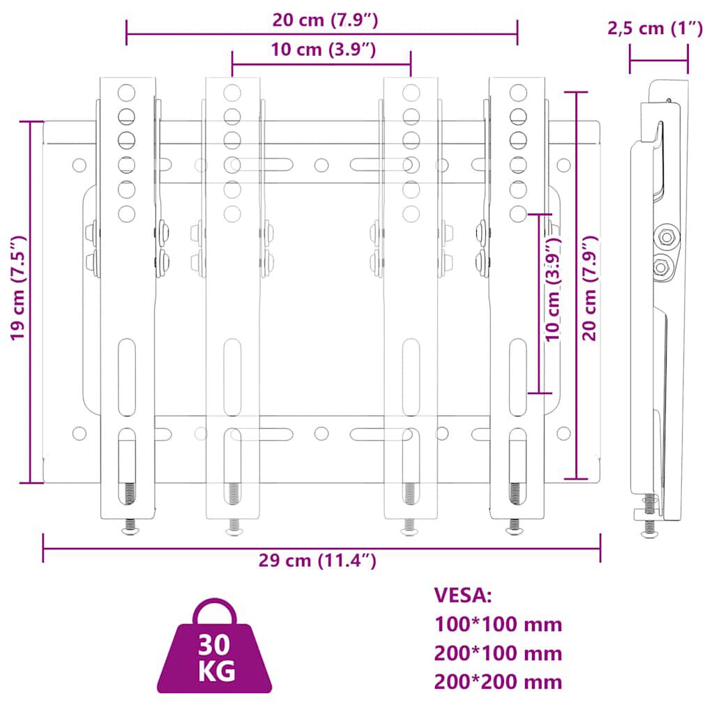 vidaXL Sjónvarpsveggfesting fyrir 14-42" Skjá Hám VESA 200x200mm 30kg