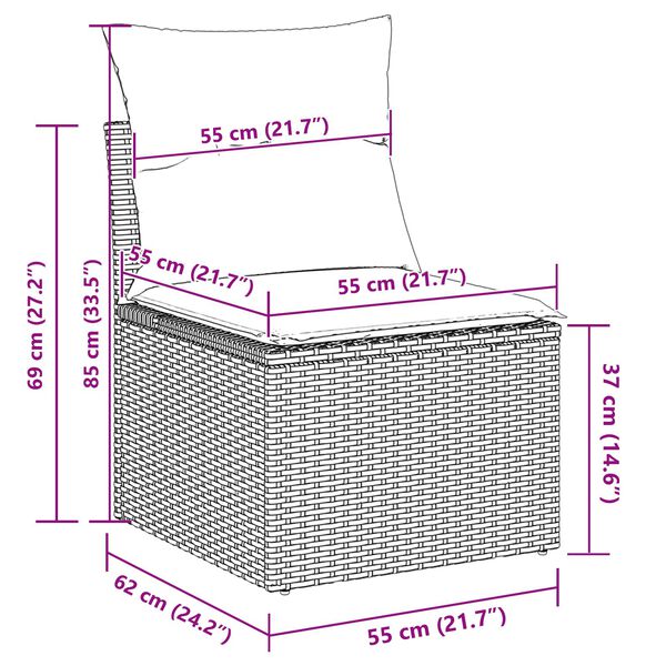 vidaXL 8 stykki Garðsofari með púðum Beige Poly Rattan Acacia